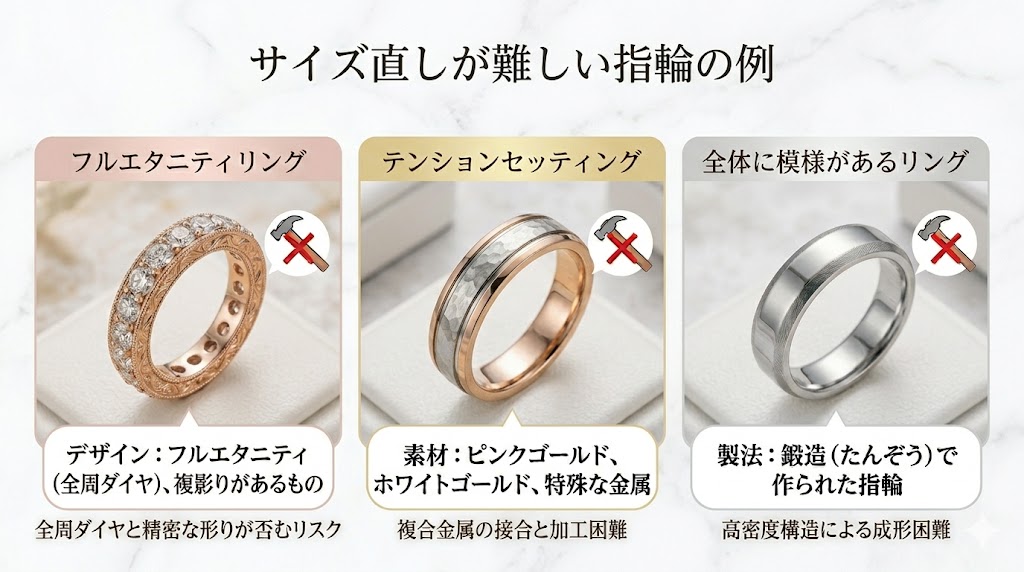サイズ直しが難しい指輪はある？