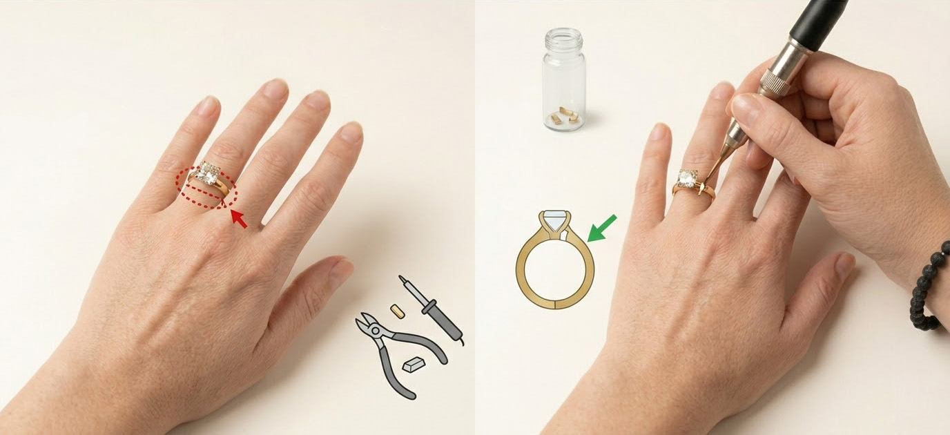 指輪サイズ直し（延ばす）を行った指輪のbefore・after
