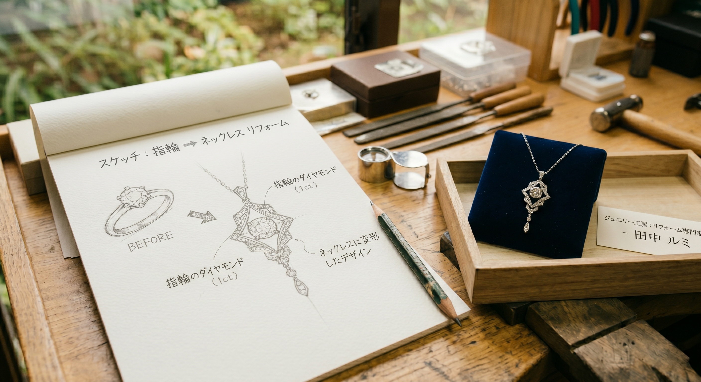 指輪をネックレスにするリフォーム