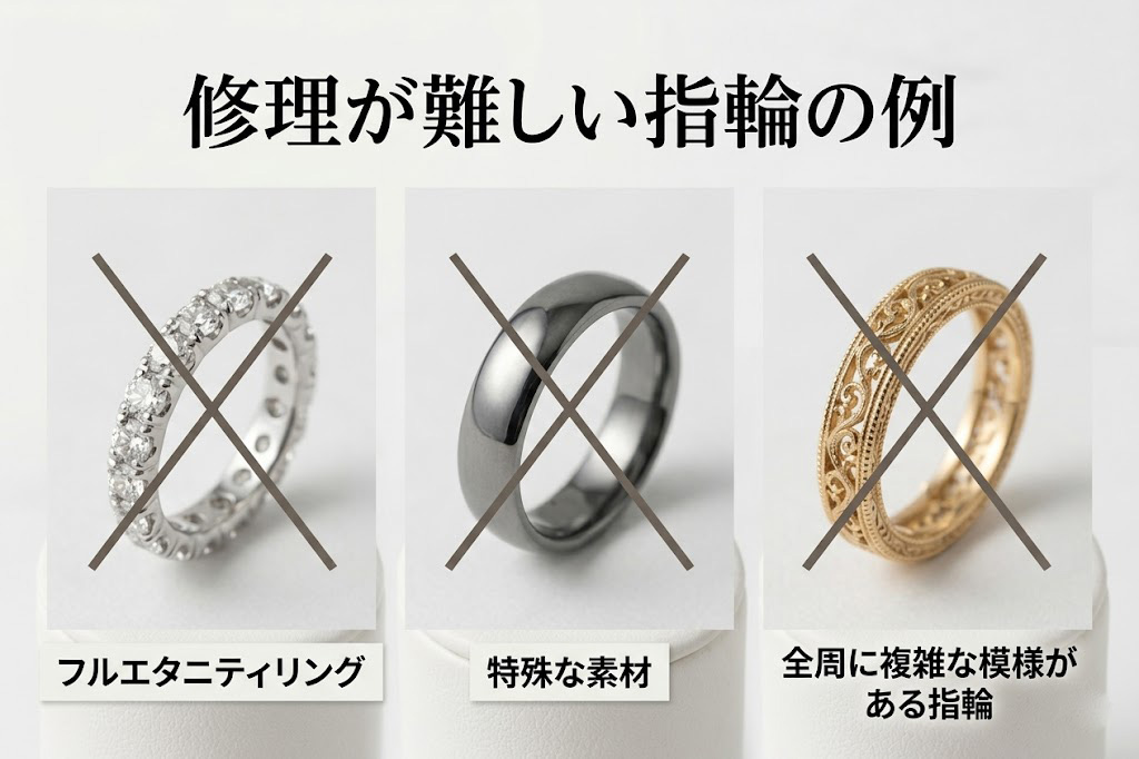 修理が難しい指輪の例
